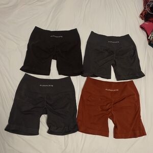 Alphalete High-Waist Scrunch Bike Shorts - Black, Charcoal, Rust